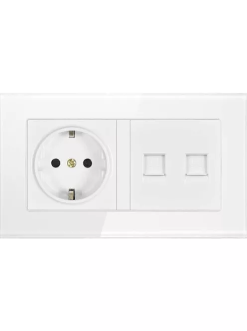 Standard double grounded plug 146*86  socket with dual CAT5E port 