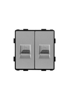   Dupla Számítógép RJ45 Konnektor keret nélkül, szürke, magyar szabvány, Elegant Pro