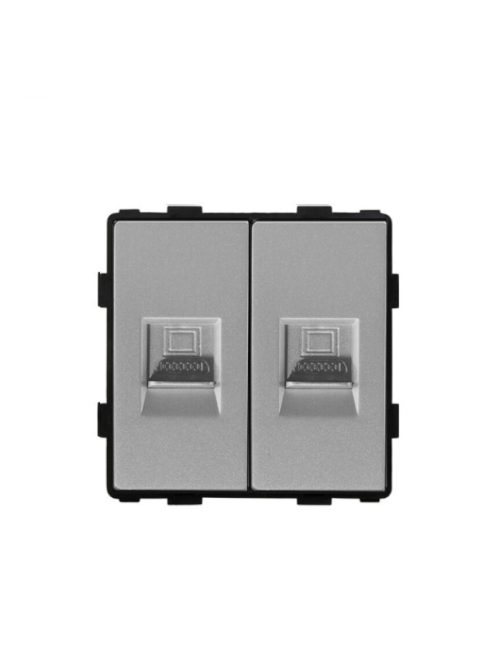 52*52 dual Internet socket 2gang RJ45 function module accessories suitable for 82*82 panels grey  