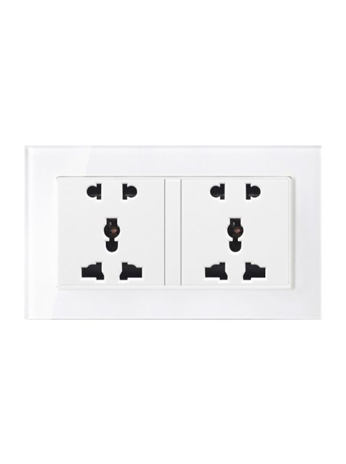 5 hole double universal wall electric socket crystal tempered glass panel
