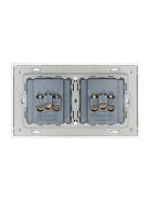 Univerzális kettes fali dugalj konnektor üveg kerettel ELEGANT - fehér