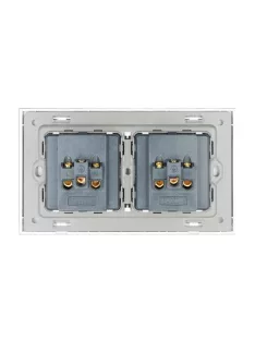   Univerzális kettes fali dugalj konnektor üveg kerettel ELEGANT - fehér