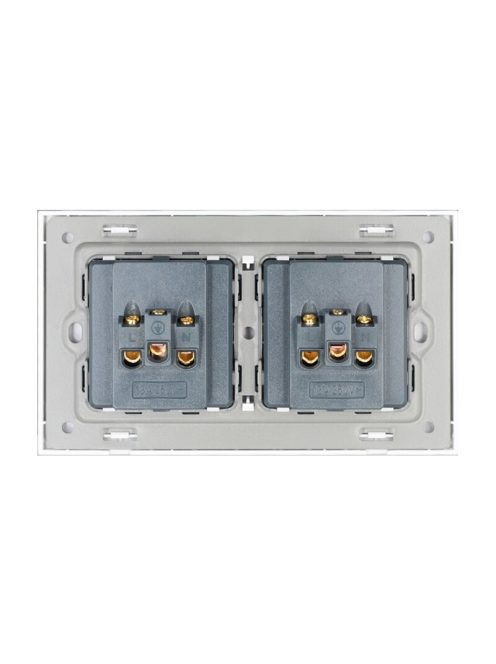 Univerzális kettes fali dugalj konnektor üveg kerettel ELEGANT - fehér