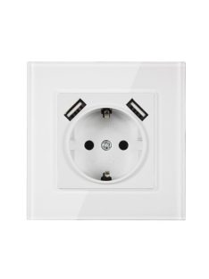   Fali dugalj USB üveg konnektor, fehér, magyar szabvány Elegant Pro