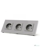 Hármas fali dugalj üveg konnektor, szürke, magyar szabvány, Elegant Pro