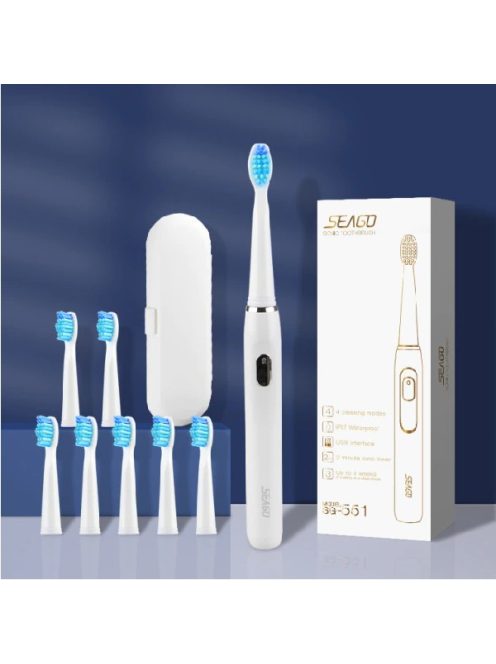Sonic Electric Toothbrush SG-551, white with 8 heads, Bag