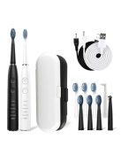 Premium Sonic Electric Toothbrush Set, SG-575 White and Black , 10 heads, 2 Bag, SEAGO