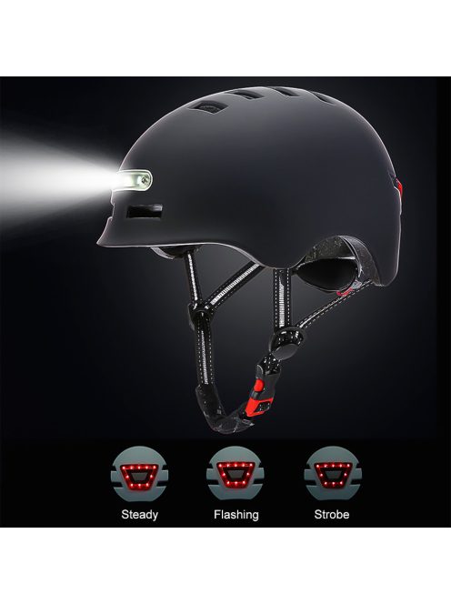 Skater helmet, black L/58-61 with lamp