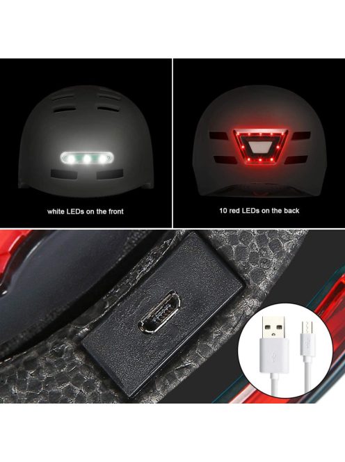 Bukósisak beépített led lámpával - Fekete L56-59