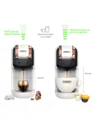 Multikapszulás Kávéfőző 5 az 1-ben 19Bar Nespresso, Dolce Gusto, POD és Őrölt kávé, K-Cup kapszula HiBREW, fehér