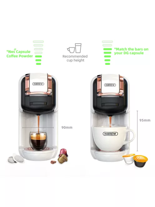 Multikapszulás Kávéfőző 5 az 1-ben 19Bar Nespresso, Dolce Gusto, POD és Őrölt kávé, K-Cup kapszula HiBREW, fehér
