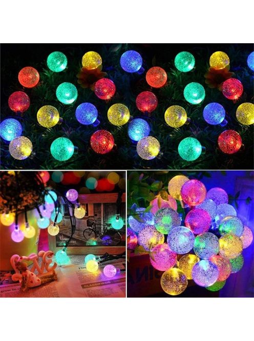 Solar String Lights Outdoor 60 Led Crystal Globe Lights with 8 Modes Waterproof Solar Powered Patio Light for Garden Party Decor