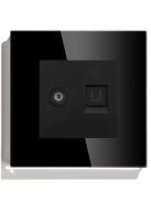 TV és Internet RJ45 fali dugalj üveg konnektor, fekete, magyar szabvány, Elegant Pro