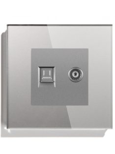   TV és Internet RJ45 fali dugalj üveg konnektor, szürke, magyar szabvány, Elegant Pro