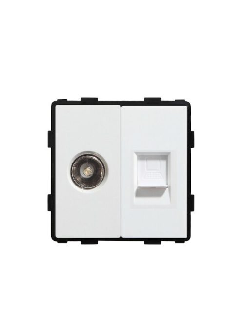 52*52 Wall Computer and TV Socket / Outlet ,Without Plug adapter without frame 82mm*82mm White