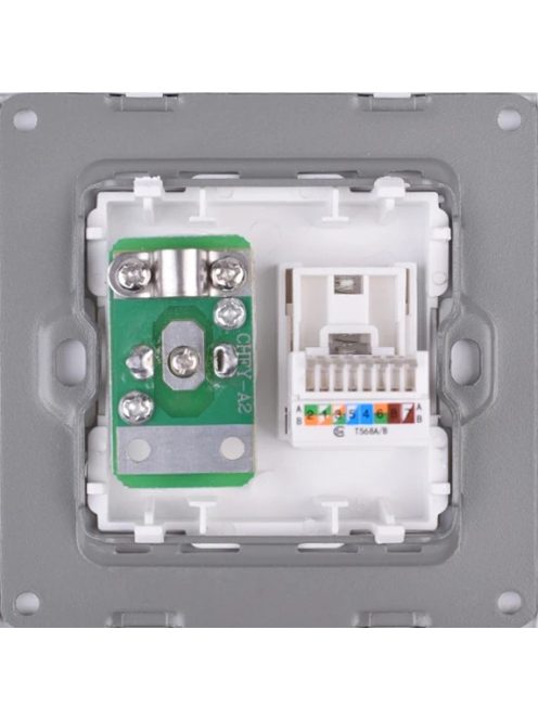 TV és Internet RJ45 fali dugalj üveg konnektor, fehér, magyar szabvány Elegant Pro