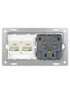 EU Wall standard  electronic socket with RJ45 - CAT6 Elegant Crystal Glass Panel Grey