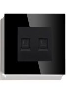 Dupla Számítógép RJ45 fali dugalj üveg konnektor, fekete, magyar szabvány, Elegant Pro