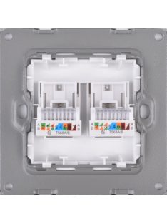   Dupla Számítógép RJ45 fali dugalj üveg konnektor, fekete, magyar szabvány, Elegant Pro