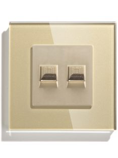 Wall electronic socket  with double RJ45 gold glass 