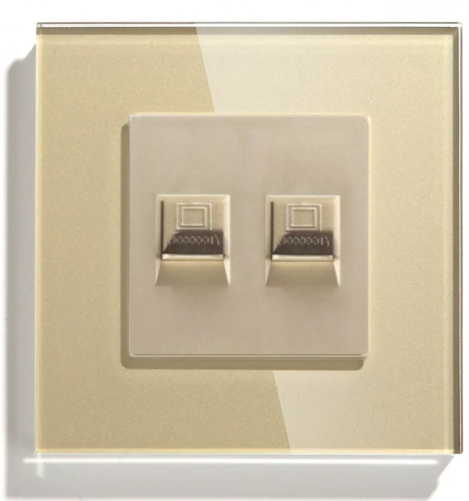 Wall electronic socket with double RJ45 gold glass - AUTO-HO