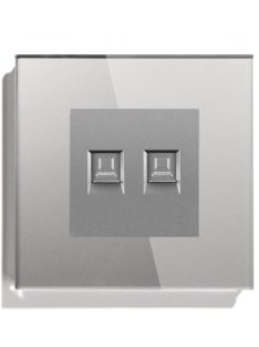 Wall electronic socket  with double RJ45 grey glass 
