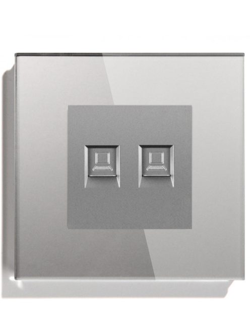 Wall electronic socket  with double RJ45 grey glass 