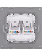 Dupla Számítógép RJ45 fali dugalj üveg konnektor, fehér, magyar szabvány Elegant Pro