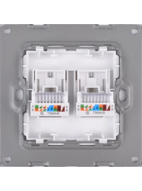 Dupla Számítógép RJ45 fali dugalj üveg konnektor, fehér, magyar szabvány Elegant Pro