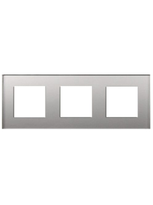 Hármas sorolókeret, szürke, Elegant Pro üveg keret fali konnektorhoz, CAT6 , COAX vagy egyéb csatlakozó aljzathoz