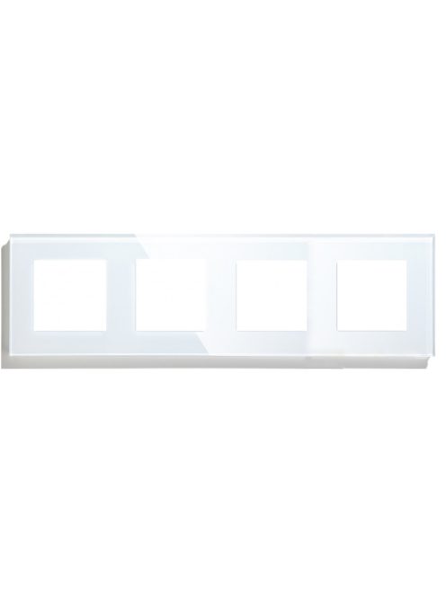 Négyes sorolókeret, fehér, Elegant Pro üveg keret fali konnektorhoz, CAT6 , COAX vagy egyéb csatlakozó aljzathoz