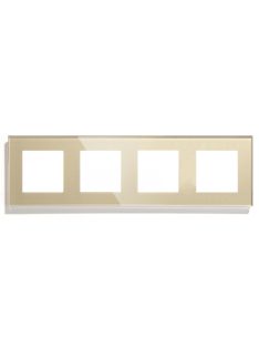  Négyes sorolókeret, arany, Elegant Pro üveg keret fali konnektorhoz, CAT6 , COAX vagy egyéb csatlakozó aljzathoz