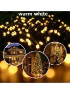 Napelemes fényfüzér 200 LED, melegfehér, 24 m, 8 világítási funkcióval