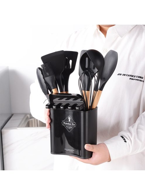 Silicone Kitchenware Cooking Utensils Set 11PCS With Plastic Holder