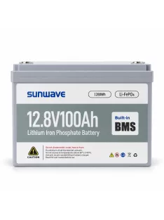   SUNWAVE LiFePO4 akkumulátor 12,8V 100Ah, beépített BMS, 1280Wh