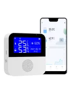 TUYA Hőmérsékletérzékelő, Páratartalom mérő és Fényérzékelő, WiFi, mobiltelefonos értesítés, Alexa és Google assistant