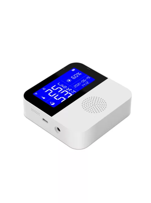 TUYA Hőmérsékletérzékelő, Páratartalom mérő és Fényérzékelő, WiFi, mobiltelefonos értesítés, Alexa és Google assistant