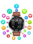 Timewolf multifunctional men's smart watch with brown leather  