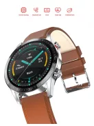 Timewolf multifunctional men's smart watch with brown leather  