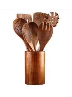8 Pcs Teak Wooden Kitchen Spoons and Spatula for Cooking 