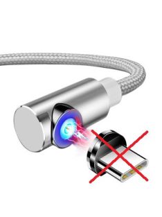 Magnetic USB cable 90 degree silver without plug