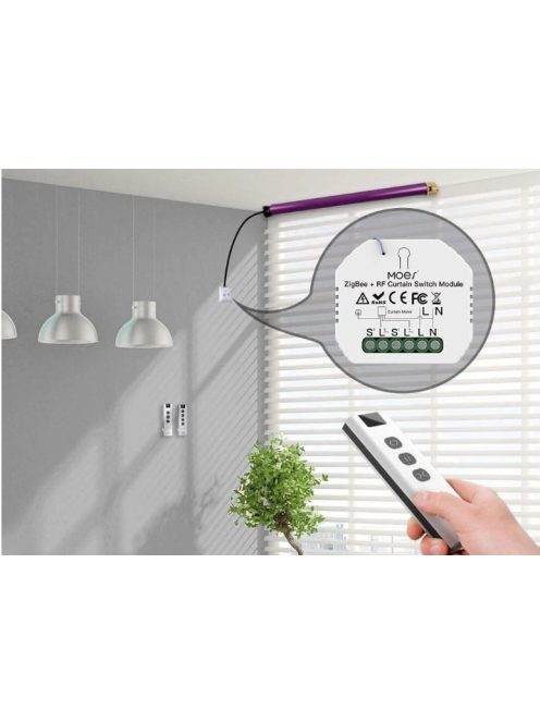 Távirányító, Moes, 9 csatornás, redőnyök vezérlésére, RF433MHz, ZRM-108-MS WRM-108-MS, YK2169-9C