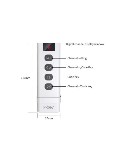 Távirányító, Moes, 9 csatornás, redőnyök vezérlésére, RF433MHz, ZRM-108-MS WRM-108-MS, YK2169-9C