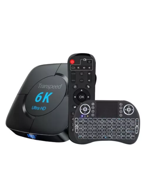 TV Box médialejátszó 6K UltraHD, 4GB + 64GB, Android 10.0, Billentyűzettel és távirányítóval, Wi-Fi, Andorid/iOS kompatibilis, USB3.0