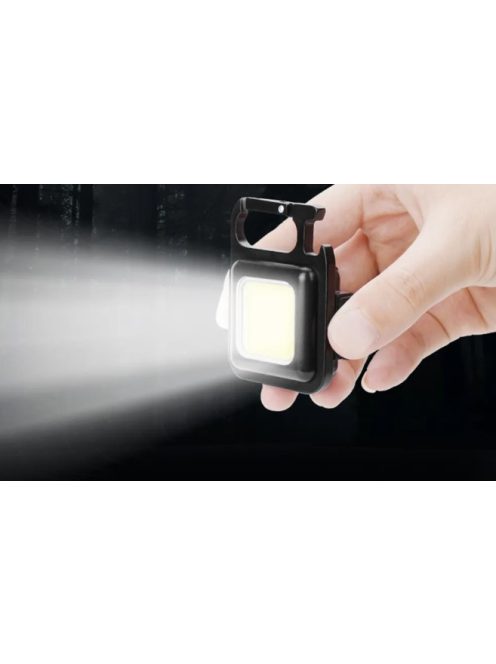 Tölthető mini elemlámpa, kulcstartó, zárható tokkal 