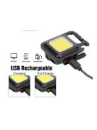 Tölthető mini elemlámpa, kulcstartó, zárható tokkal 