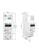 TUYA Fogyasztásmérő, két irányú, WIFI, mobiltelefonos, egyfázisú 