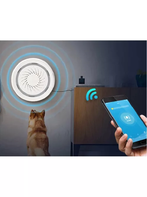 Tuya okos WiFi sziréna, hang és fény riasztás
