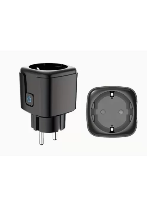 TUYA konnektor, Fogyasztás mérés, Energia Monitoring 20A Wi-Fi programozható okos konnektor, Fekete