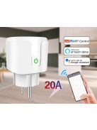 TUYA konnektor, Fogyasztás mérés, Energia Monitoring 20A Wi-Fi programozható okos konnektor